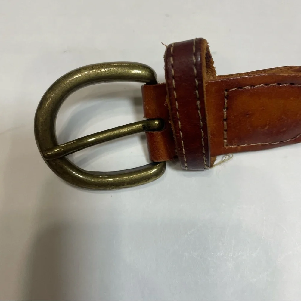 Brown English Saddle Leather Men's adjustable belt. Some natural wear to leather